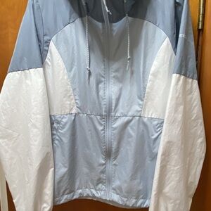 Columbia Blue and White Hooded Windbreaker